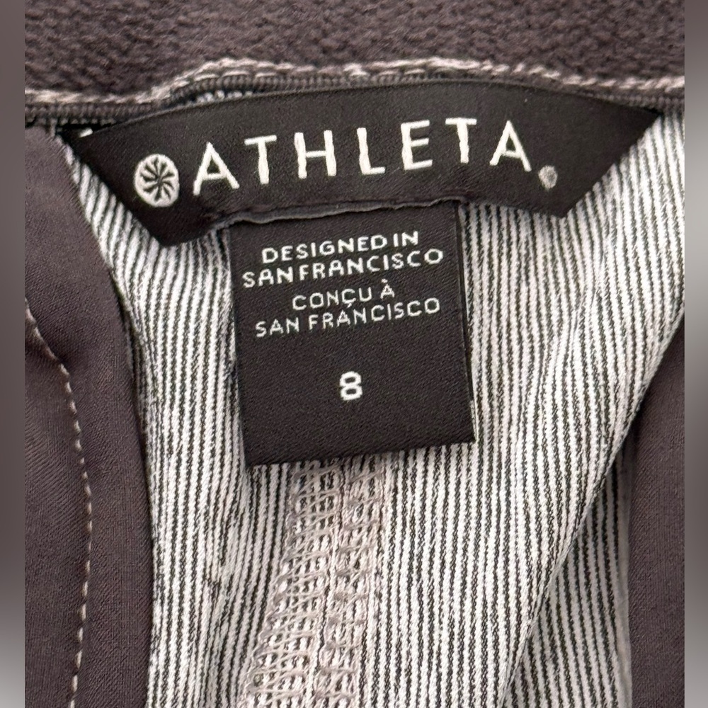 Athleta NWT black + white micro stripe (looks grey) echo high waisted shorts - Picture 2 of 13